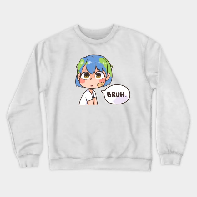 Earth-Chan Bruh Crewneck Sweatshirt by badruzart